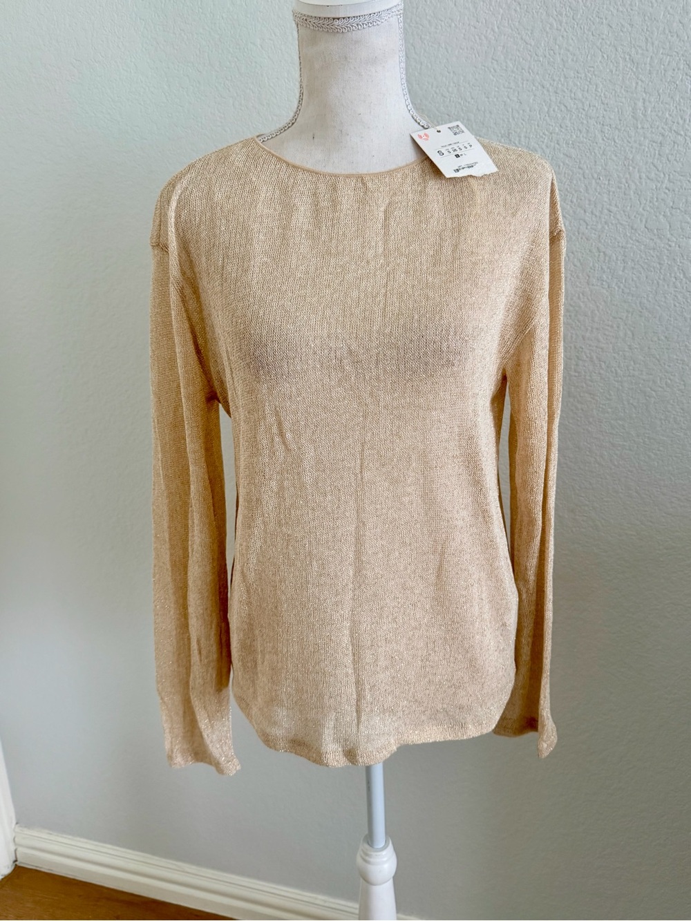 New Gold Shimmery Lightweight Long Sleeve Top